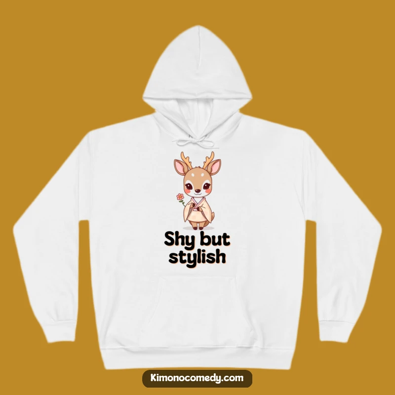 Cozy Funny Kawaii Deer Hoodie - Shy Kimono Flower Gift