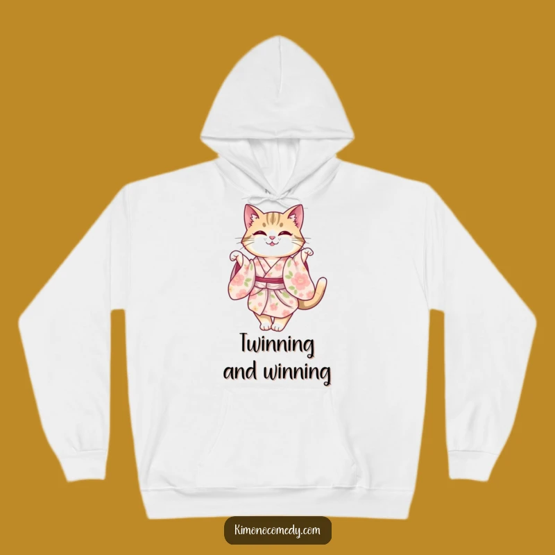 Funny Cat Kimono Hoodie, Cozy Feline Sweatshirt, Graceful Twirl Gift