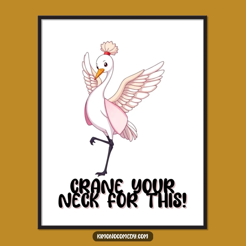 Funny Free Printable Crane Art: Graceful Dance Kimono, Downloadable Elegant Decor