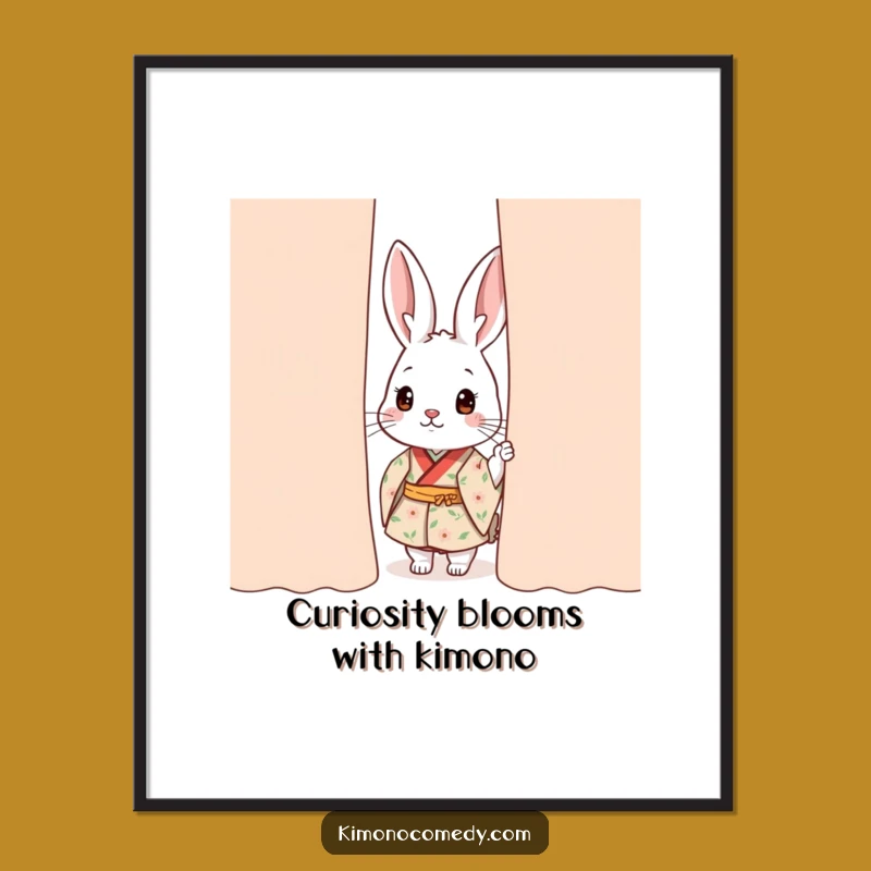 Free Printable Wall Art: Curious Rabbit Kimono Surprise Funny Downloadable Art Gift