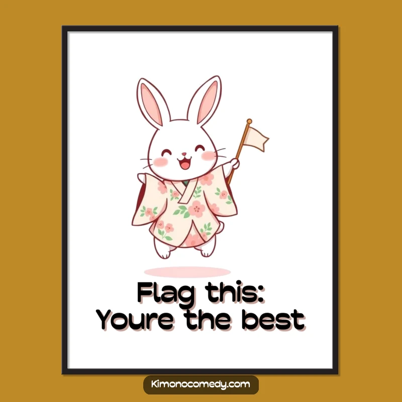 Free Printable Wall Art: Hopping Rabbit Flag Art, Funny Downloadable Decor