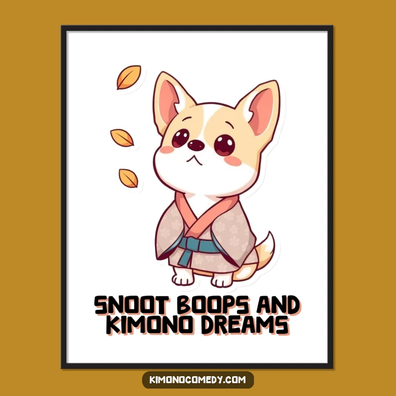 Free Printable Dog Art: Surprised Kimono Leaf Humorous Downloadable