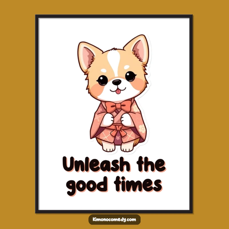 Free Printable Funny Dog Wall Art - Bowing Kimono Dog Downloadable Art Decor