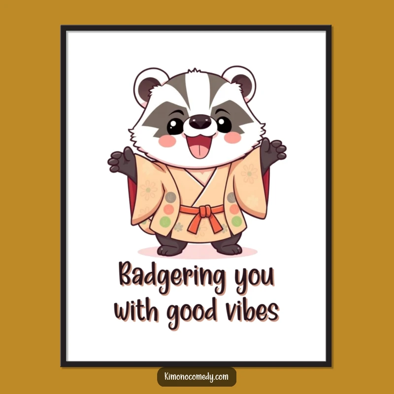 Free Printable Kawaii Badger Wall Art: Triumphant Pose Decor!