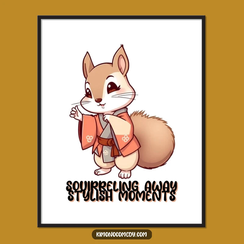 Free Printable Kawaii Squirrel Wall Art: Stylish Posing Decor
