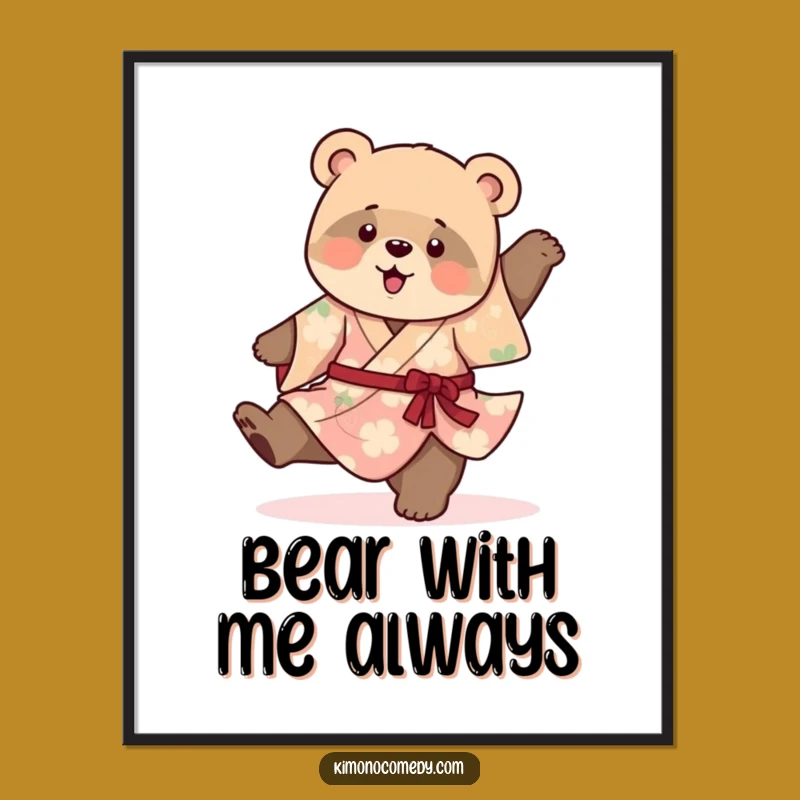 Free Printable Wall Art: Clumsy Bear Cub Cartwheel, Vibrant Downloadable Decor