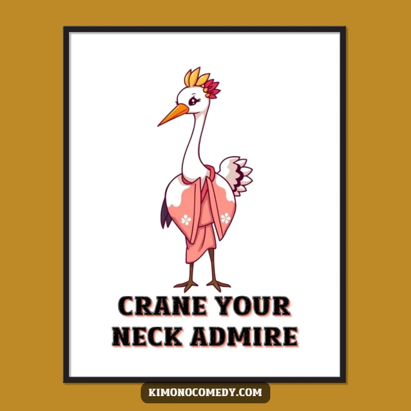 Free Printable Wall Art: Crane's Elegant Bow, Funny Downloadable Decor