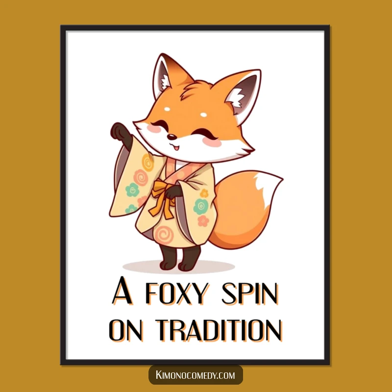 Free Printable Wall Art: Fox's Kimono Pirouette - Funny Downloadable Art Gift