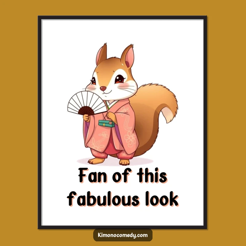 Hilarious Free Printable Wall Art: Squirrel in Kimono, a Whimsical Downloadable Gift for Your Home!