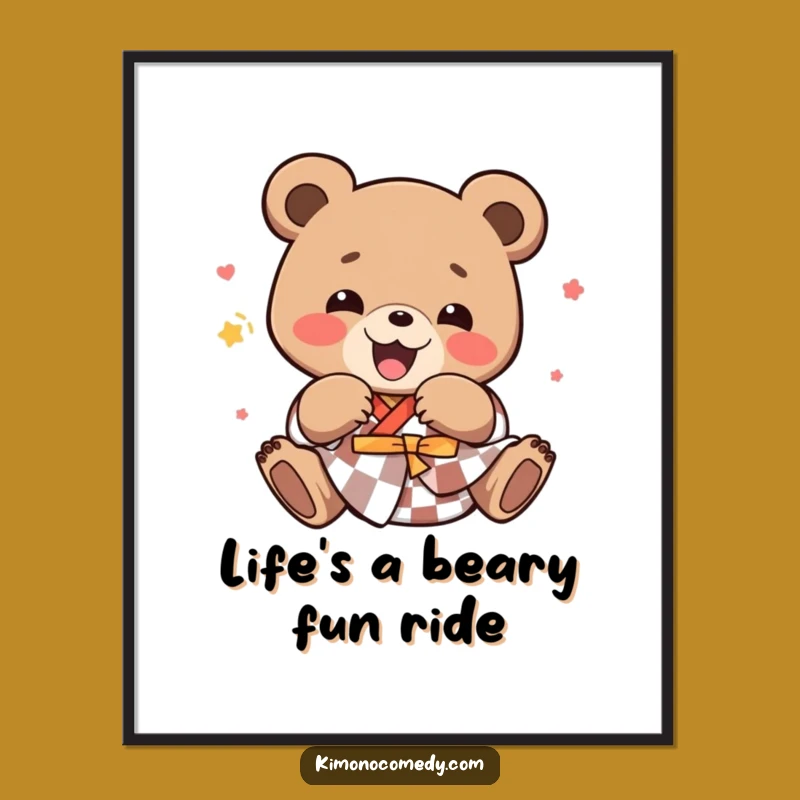Free Printable Wall Art: Funny Kawaii Bear Tumbling Joy - Downloadable Decor