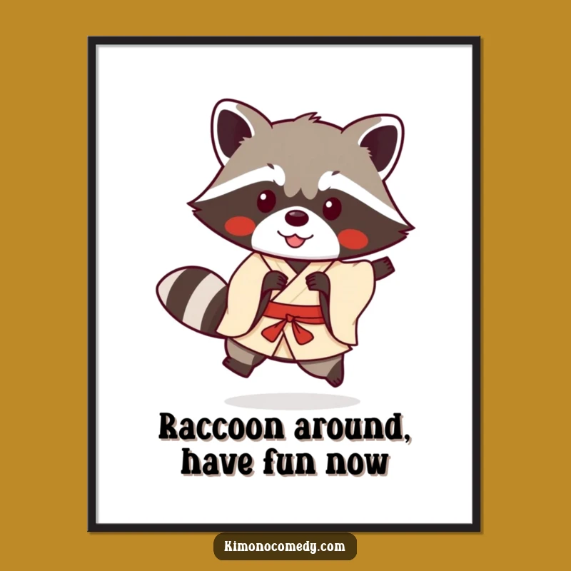 Free Printable Kawaii Raccoon Wall Art: Playful Hopping Decor