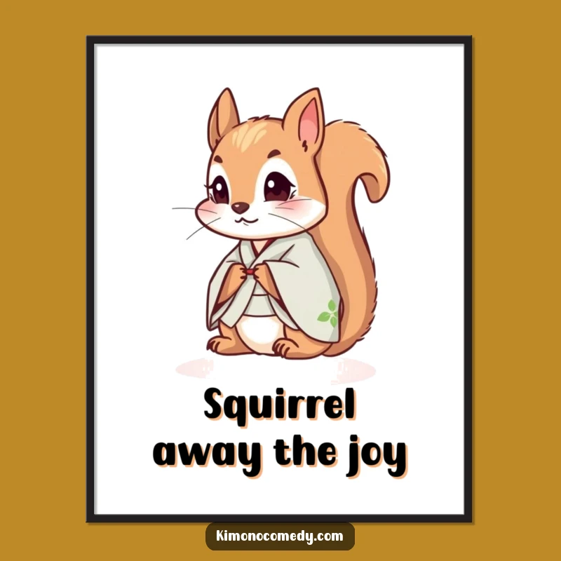 Free Printable Funny Squirrel Wall Art - Curious Kimono Squirrel Downloadable Art Decor