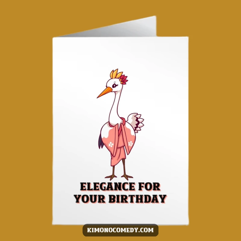 Free Printable Birthday Card: Gracious Crane's Bow, Elegant Funny Downloadable Gift