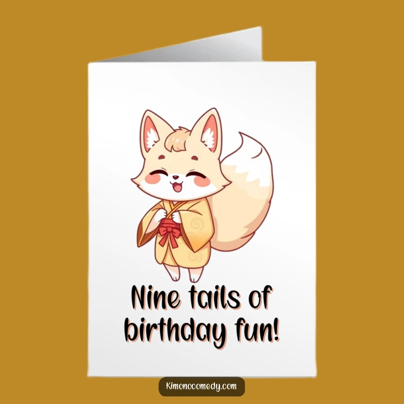 Free Printable Kawaii Kitsune Birthday Card: Giggle with Multiple Tails!
