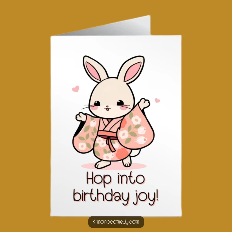 Free Printable Rabbit Birthday Card: Funny Kawaii Dance Downloadable Gift