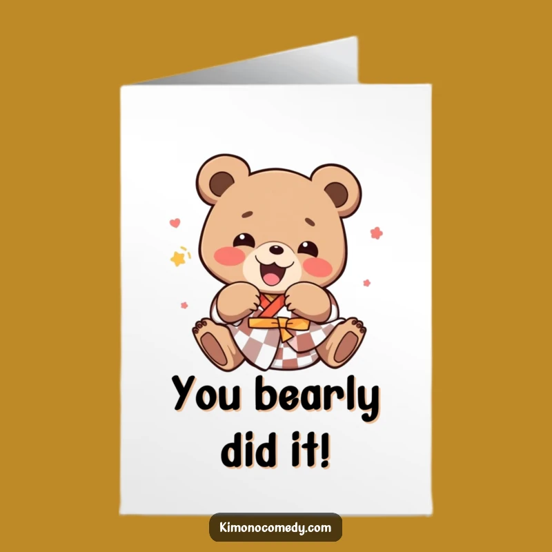 Free Printable Congrats Card: Hilarious Kawaii Bear Tumbling - Downloadable