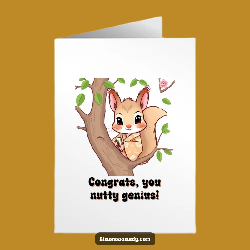 Free Printable Congrats Card: Kimono Squirrel Cheers Your Success