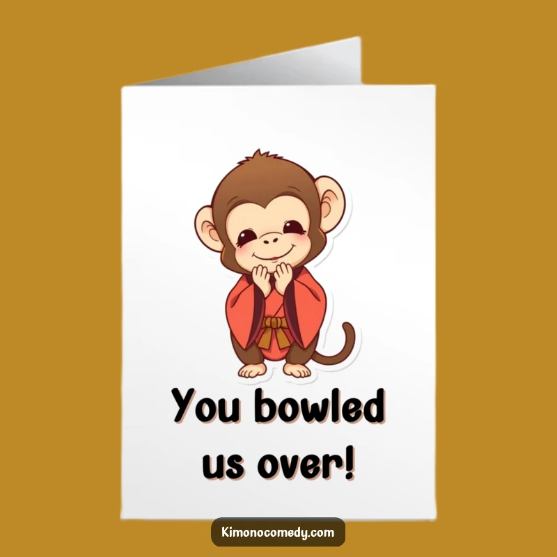 Free Printable Congrats Card: Monkey Bows For Success, Funny Downloadable