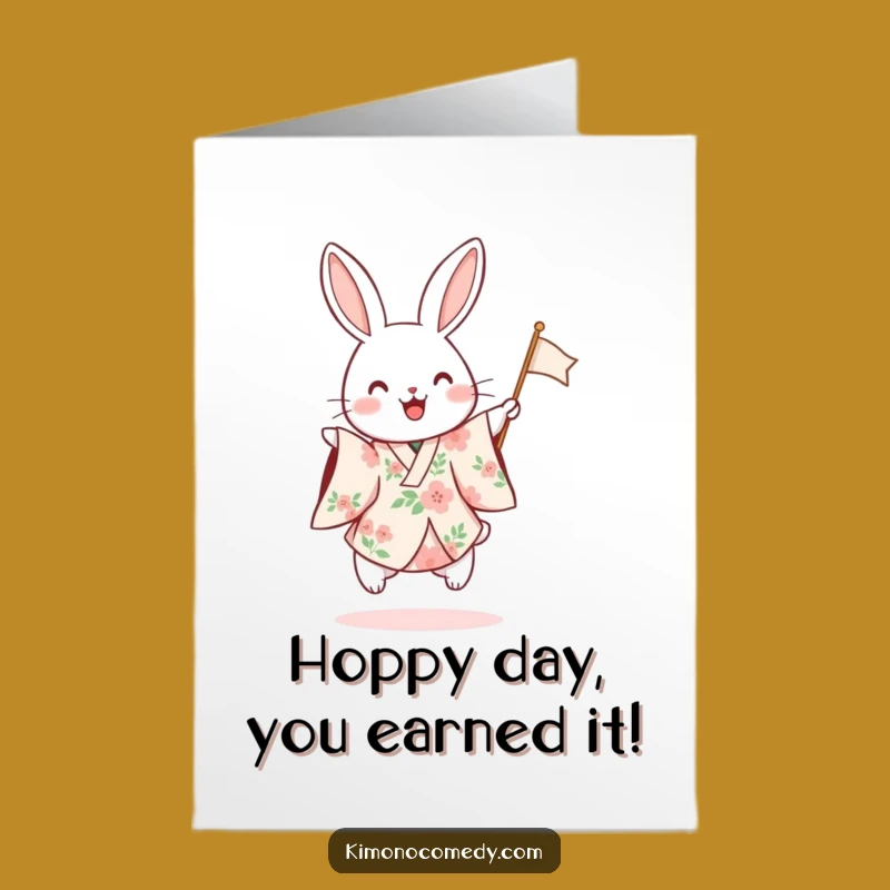 Free Printable Congrats Card: Rabbit Hopping Flag For Victory, Funny Downloadable
