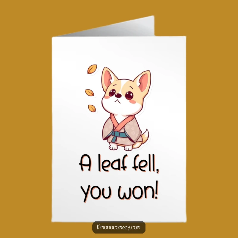 Free Printable Dog Congrats Card: Surprised Kimono Leaf Downloadable