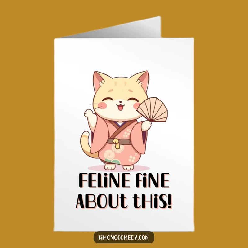 Free Printable Festive Cat Congrats Card: Fan Wave, Funny Downloadable Gift for Victories