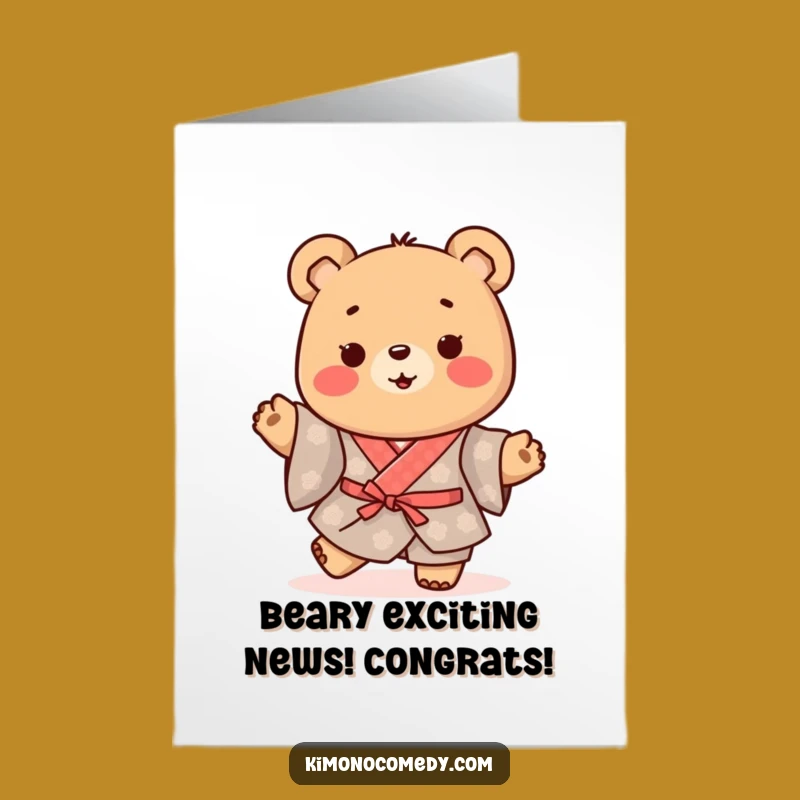 Free Printable Happy Bear Kimono Congrats Card - Shuffle Celebration Downloadable Joy