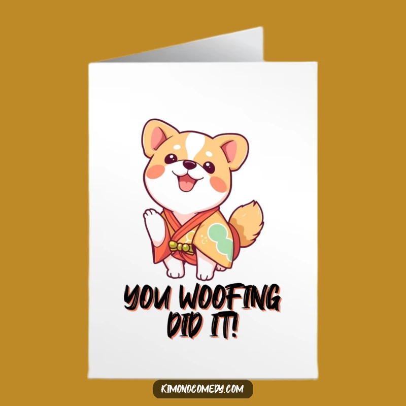 Free Printable Happy Dog Congrats Card - Wagging Tail Celebration for Success!