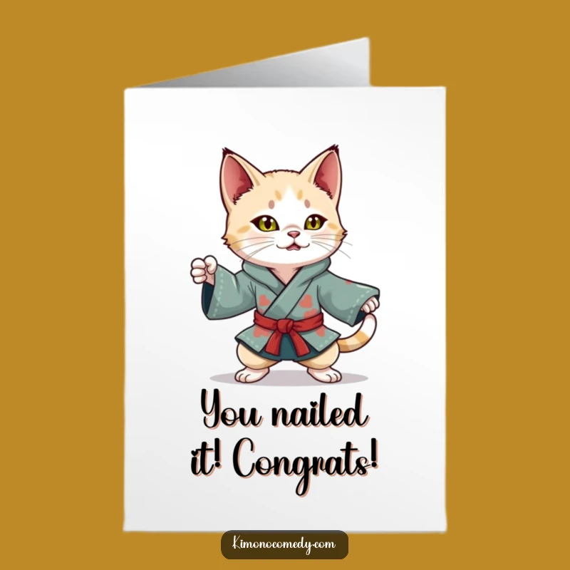 Free Printable Ninja Cat Kimono Congrats Card - Dynamic Action Downloadable Joy