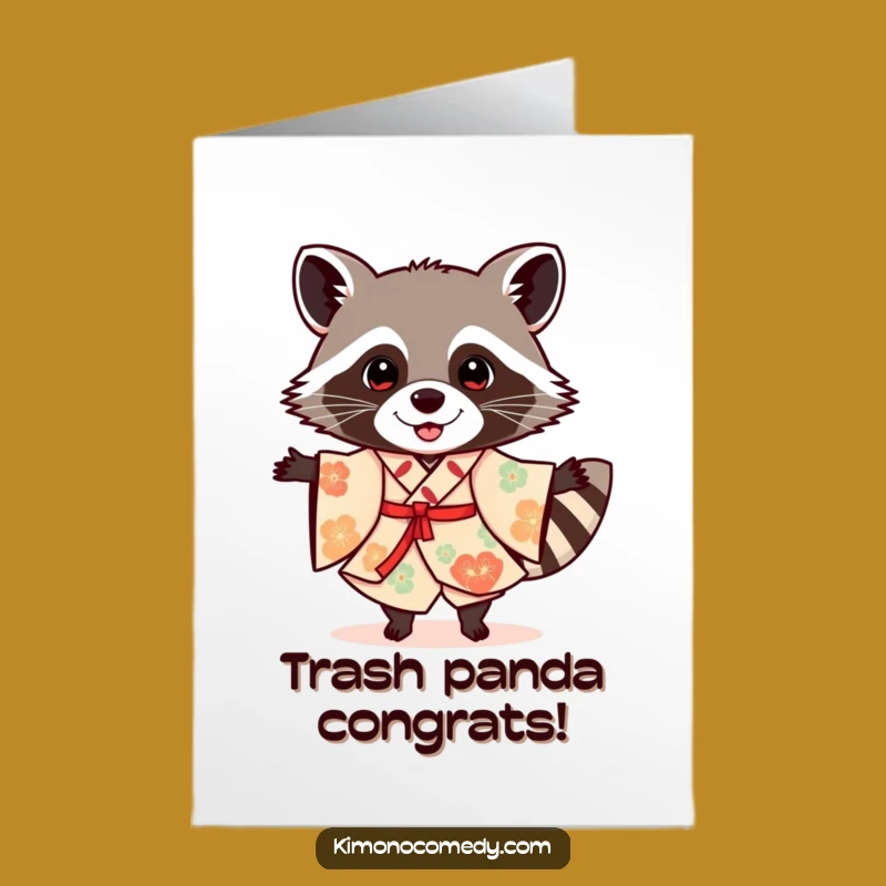 Free Printable Raccoon Congratulations Card - Dancing Kimono Raccoon Downloadable Greeting