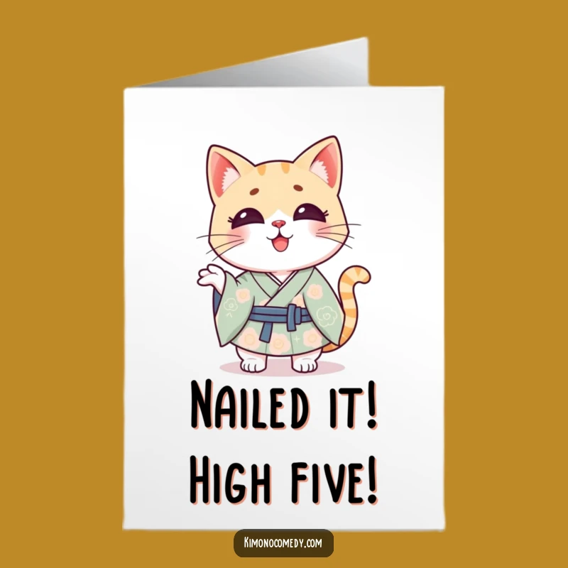 Kawaii Cat Shrug Free Printable Congrats Card for a Hilarious Downloadable Gift