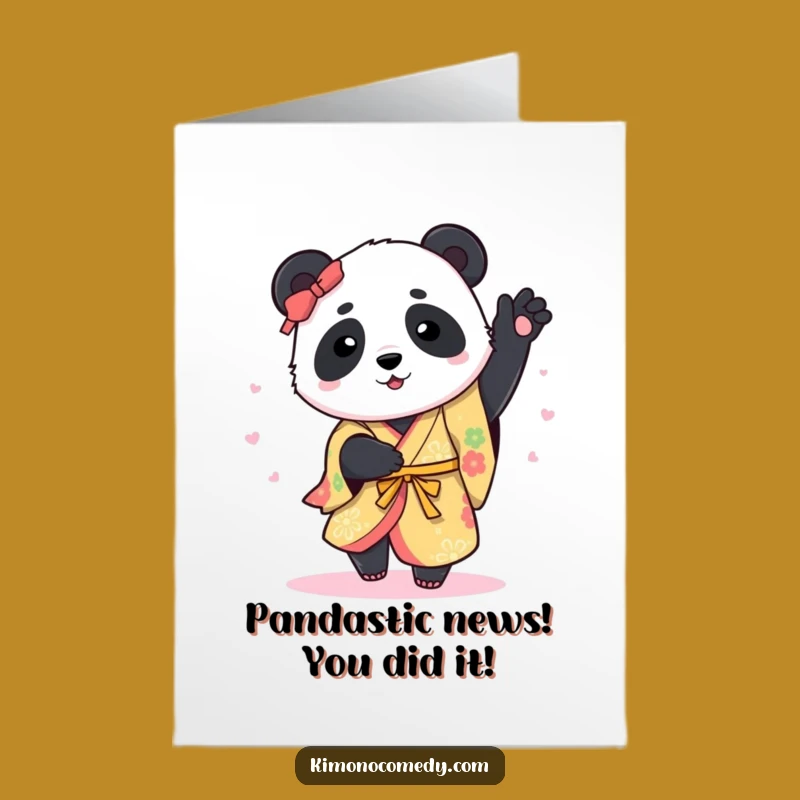 Free Printable Congrats Card: Panda's Kimono Spin, Joyful Downloadable Celebration Gift