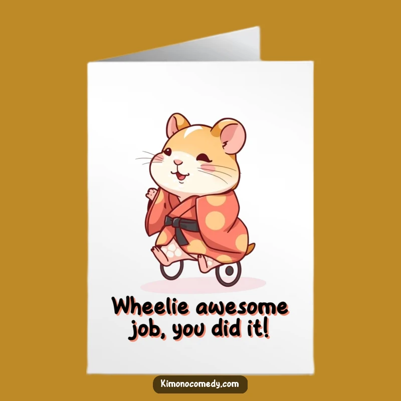 Free Printable Congrats Card: Hamster Kimono Runner Funny Downloadable Gift for Winners
