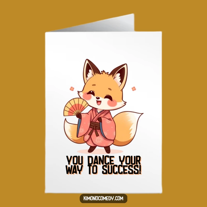 Free Printable Congrats Card: Happy Fox Fan Dance Funny Downloadable Gift