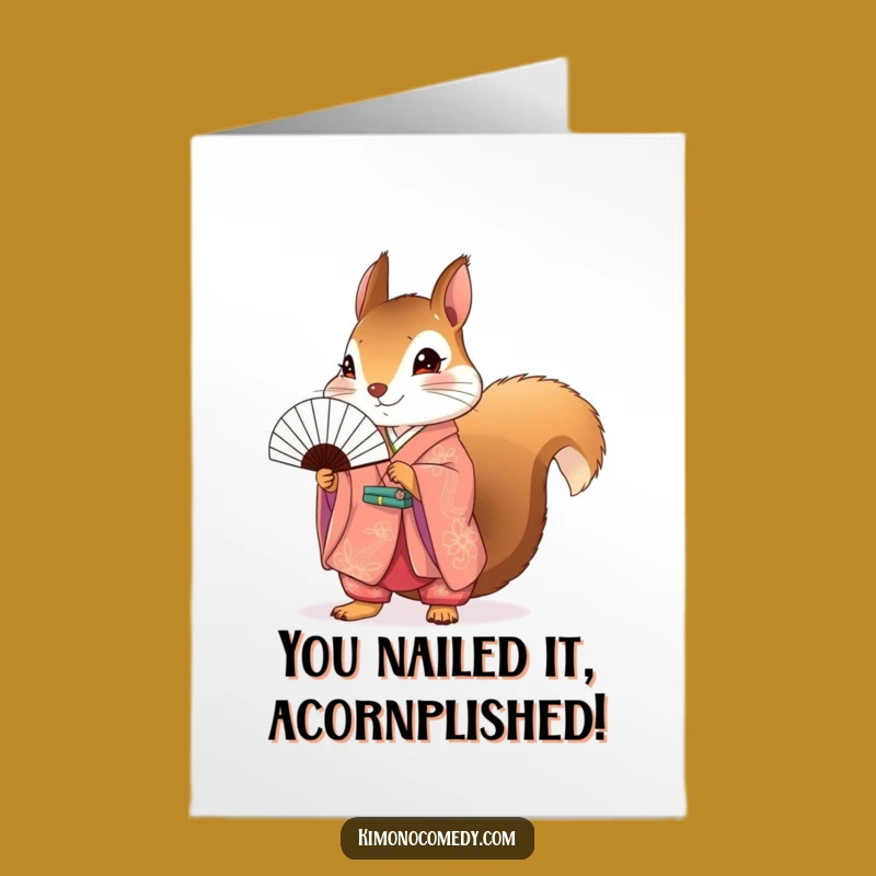 Free Printable Congratulations Card: Ecstatic Squirrel in Kimono, a Joyful Downloadable Gift!