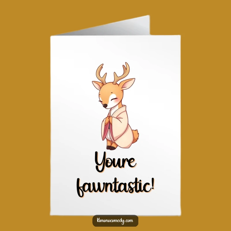 Free Printable Congrats Card: Deer Bowing in Kimono, Serene Downloadable Gift