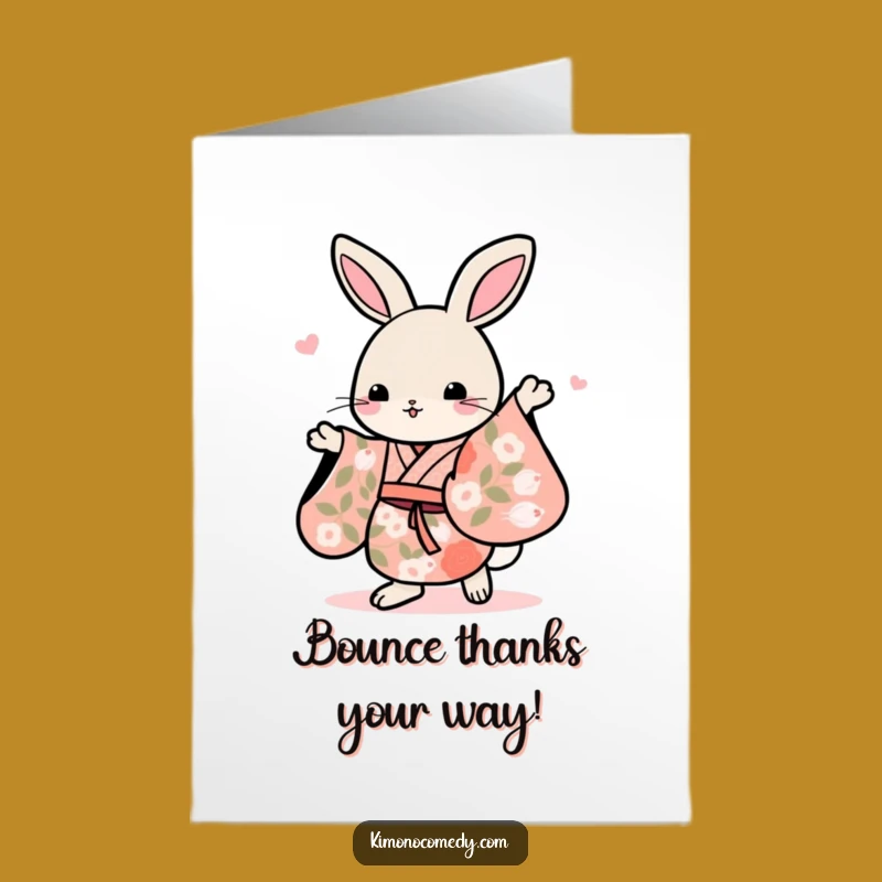 Free Printable Rabbit Thank You Card: Funny Kawaii Dance Downloadable Gift