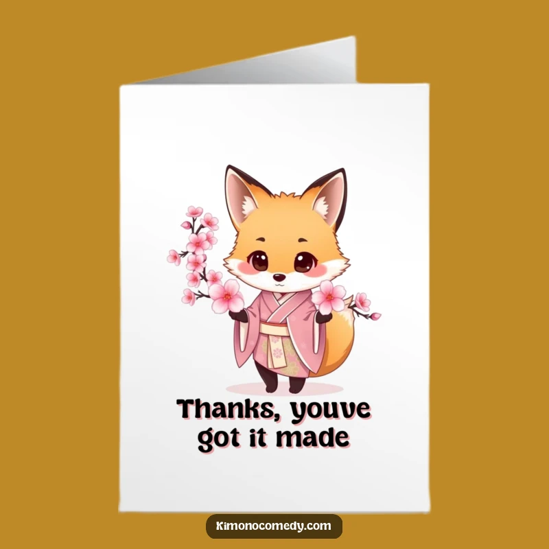 Charming Free Printable Thank You Card: Fox Kimono, a Thoughtful Downloadable Gift!