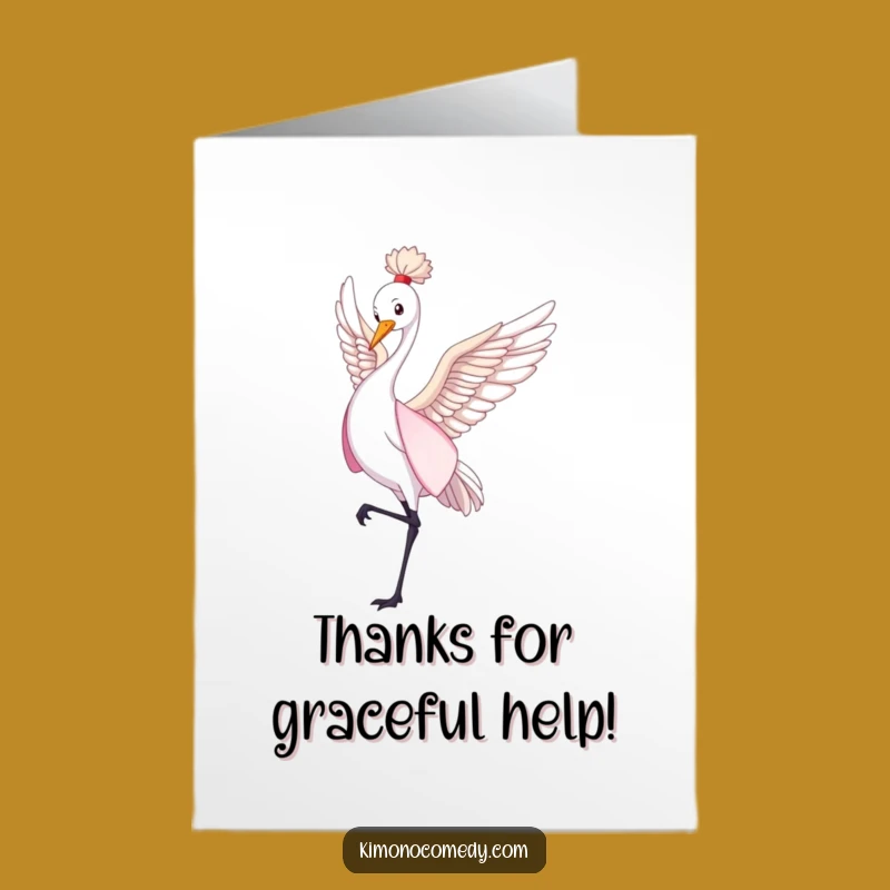 Free Printable Crane Thank You Card: Graceful Dance, Funny Kimono, Gratitude