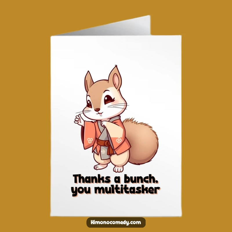 Free Printable Kawaii Squirrel Thank You Card: Posing Appreciation