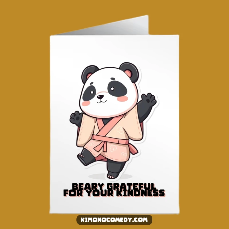 Free Printable Panda Kimono Thank You Card: Playful Panda Pose to Show Appreciation