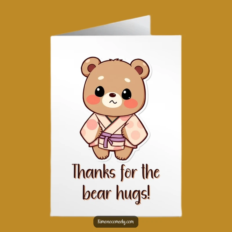 Free Printable Thank You Card: Bear Kimono Surprise, Grateful Downloadable Gift Idea