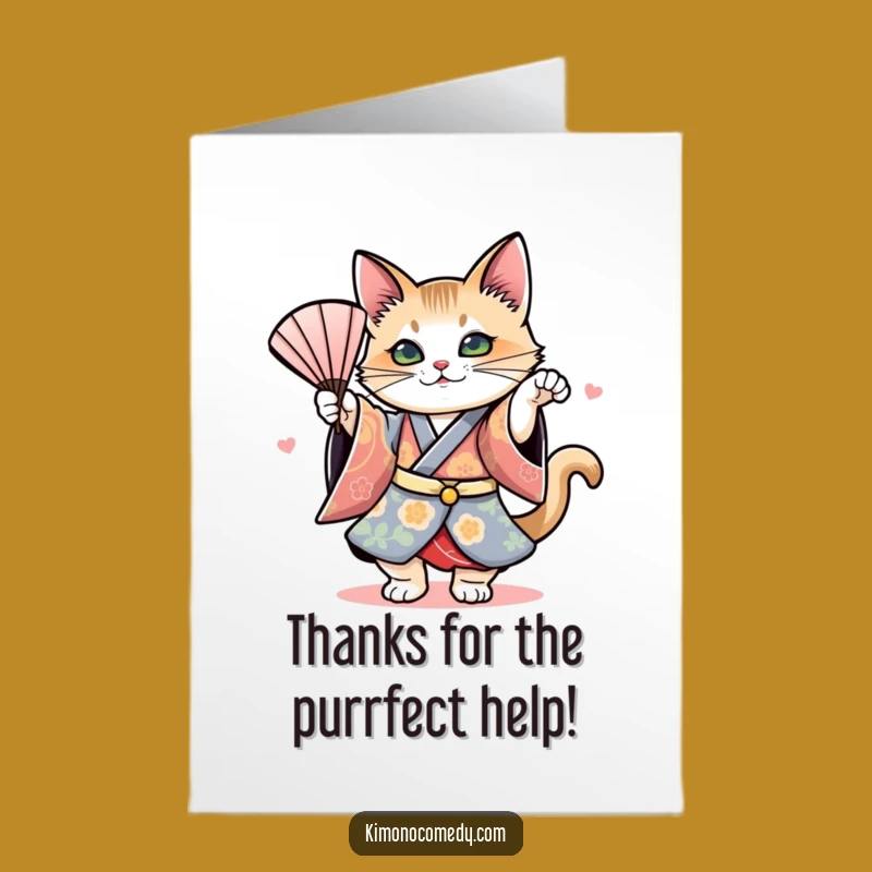 Free Printable Thank You Card: Cat Fan Dance Gratitude, Funny Downloadable Appreciation