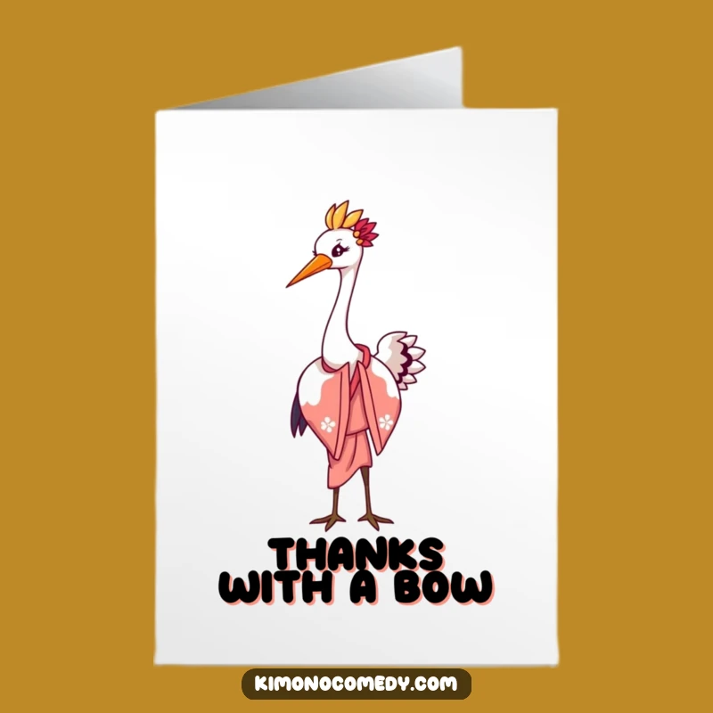 Free Printable Thank You Card: Crane's Gracious Bow, Funny Downloadable Gift