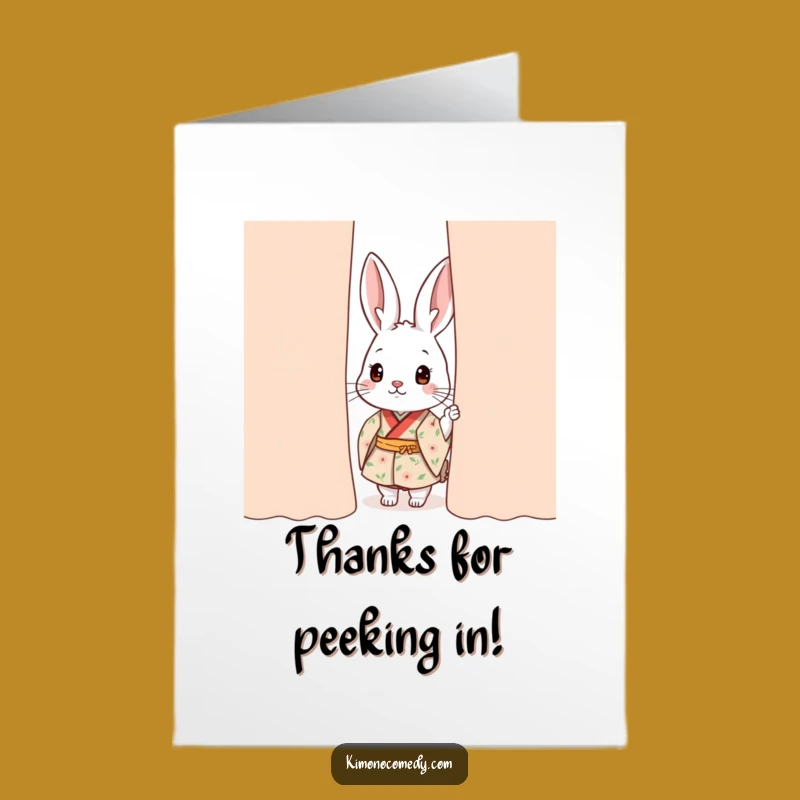 Free Printable Thank You Card: Curious Rabbit Kimono Surprise Funny Downloadable Gift