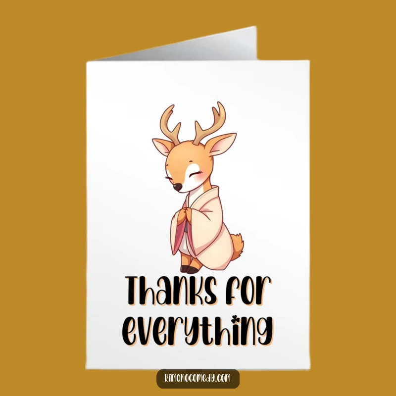 Free Printable Thank You Card: Deer's Bow, Kimono Grace, Downloadable Gift
