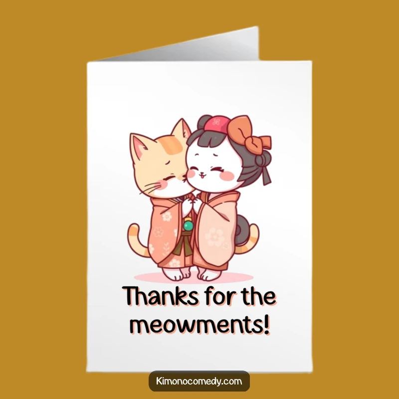 Free Printable Thank You Card: Kawaii Cat Kimono Secret - Grateful Downloadable Gift