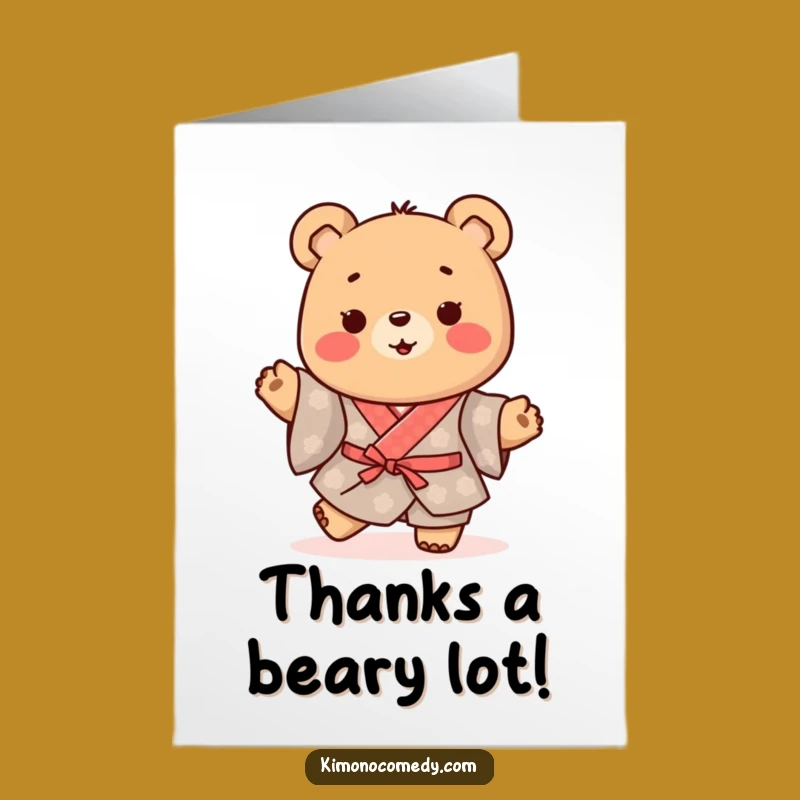 Free Printable Happy Bear Kimono Thank You Card - Shuffle Gratitude Downloadable Gift