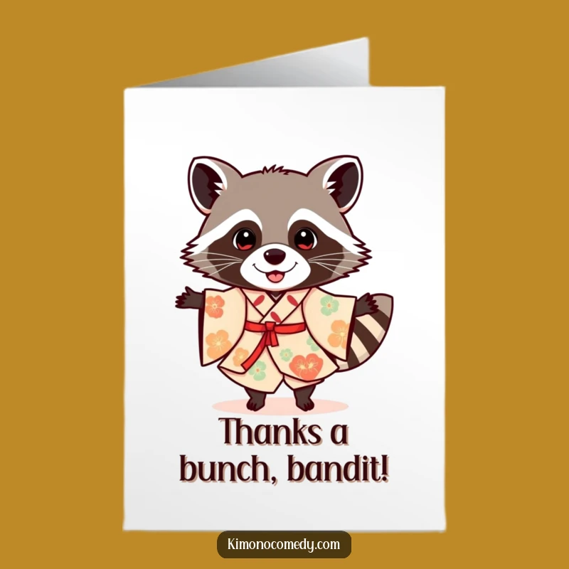 Free Printable Funny Raccoon Thank You Card - Dancing Kimono Raccoon Downloadable Thank You