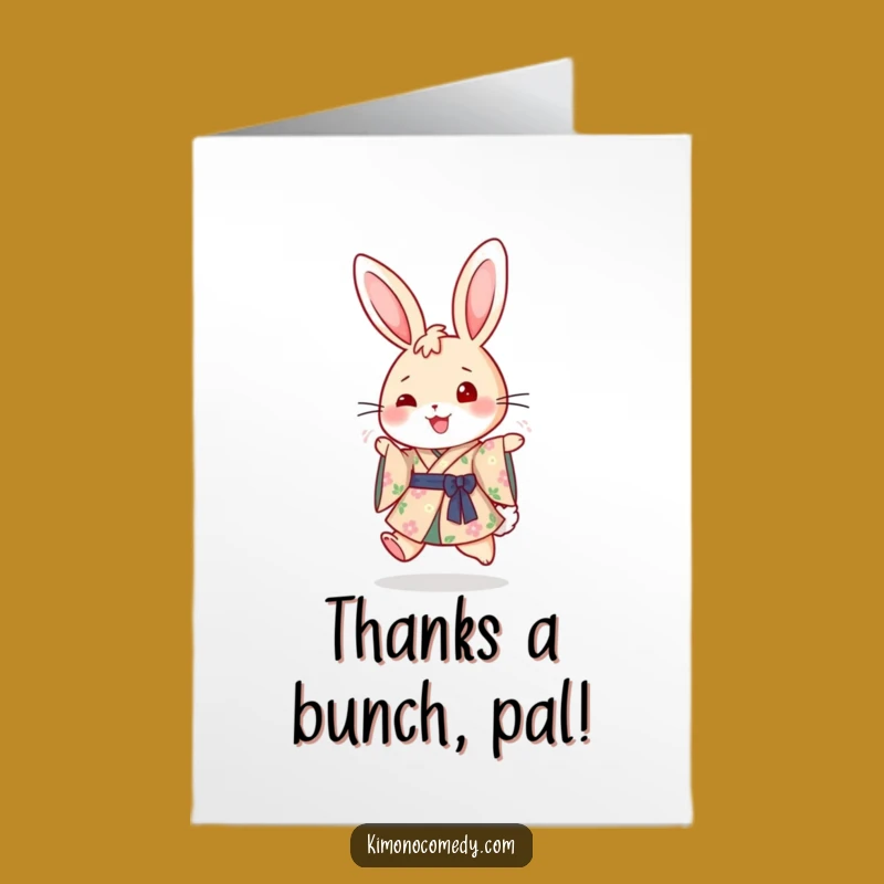 Free Printable Thank You Card: Hopping Rabbit Kimono, Heartfelt Downloadable Gift