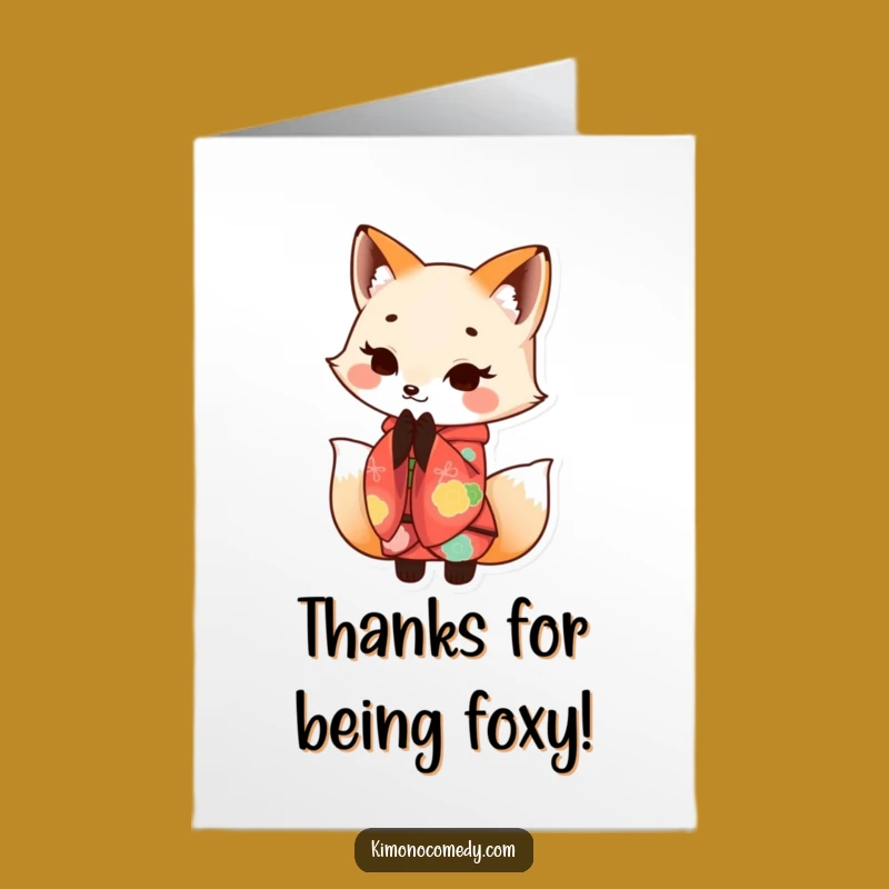 Free Printable Fox Thank You Card: Funny Kawaii Kimono Bow Downloadable Gift
